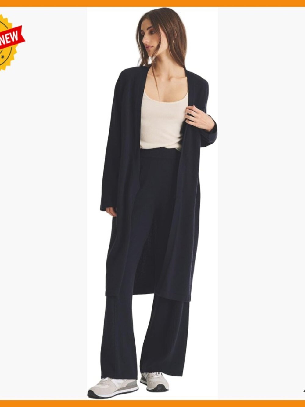 Machine Washable Cashmere Long Cardigan, Relaxed Fit, Below Knee Length